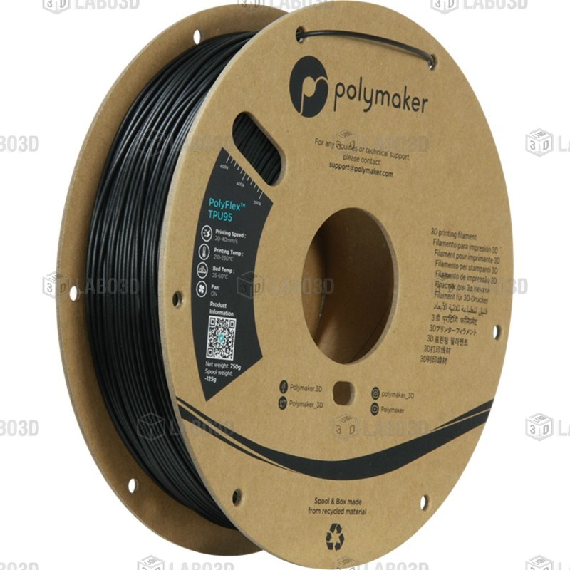 Polymaker PolyFlex - TPU95 - Black - 1.75mm - 750 gr