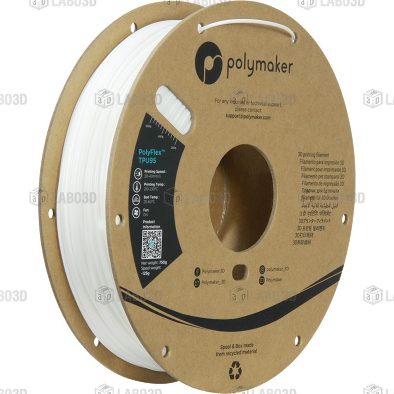 Polymaker PolyFlex - TPU95 - White - 1.75mm - 750 gr