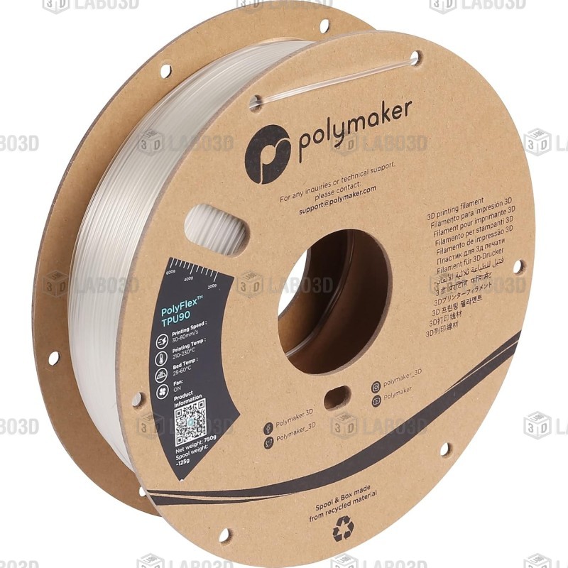 Polymaker PolyFlex - TPU90 - Clear - 1.75mm - 750 gr